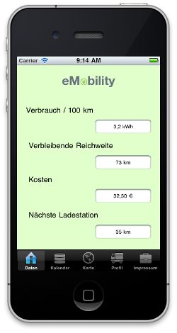 Applikation für iPhone und Android - e Mobil Simulator Applikation für iPhone und Android - e Mobil Simulator